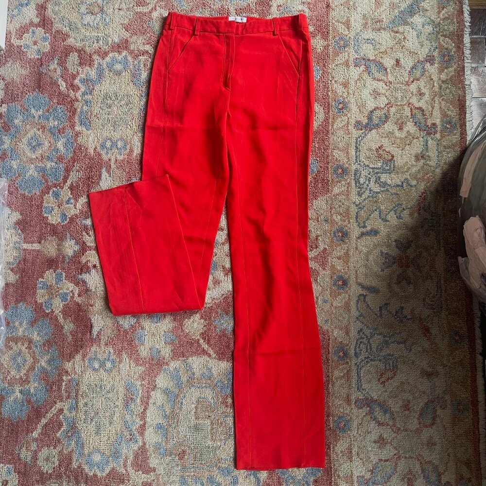 Mugler Poppy Red Tailored Trousers Straight Leg Pants FR 42